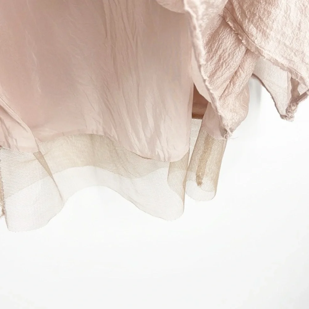 BCBGMaxAzria Runway Pink Celine Cascading Silk Dress size small